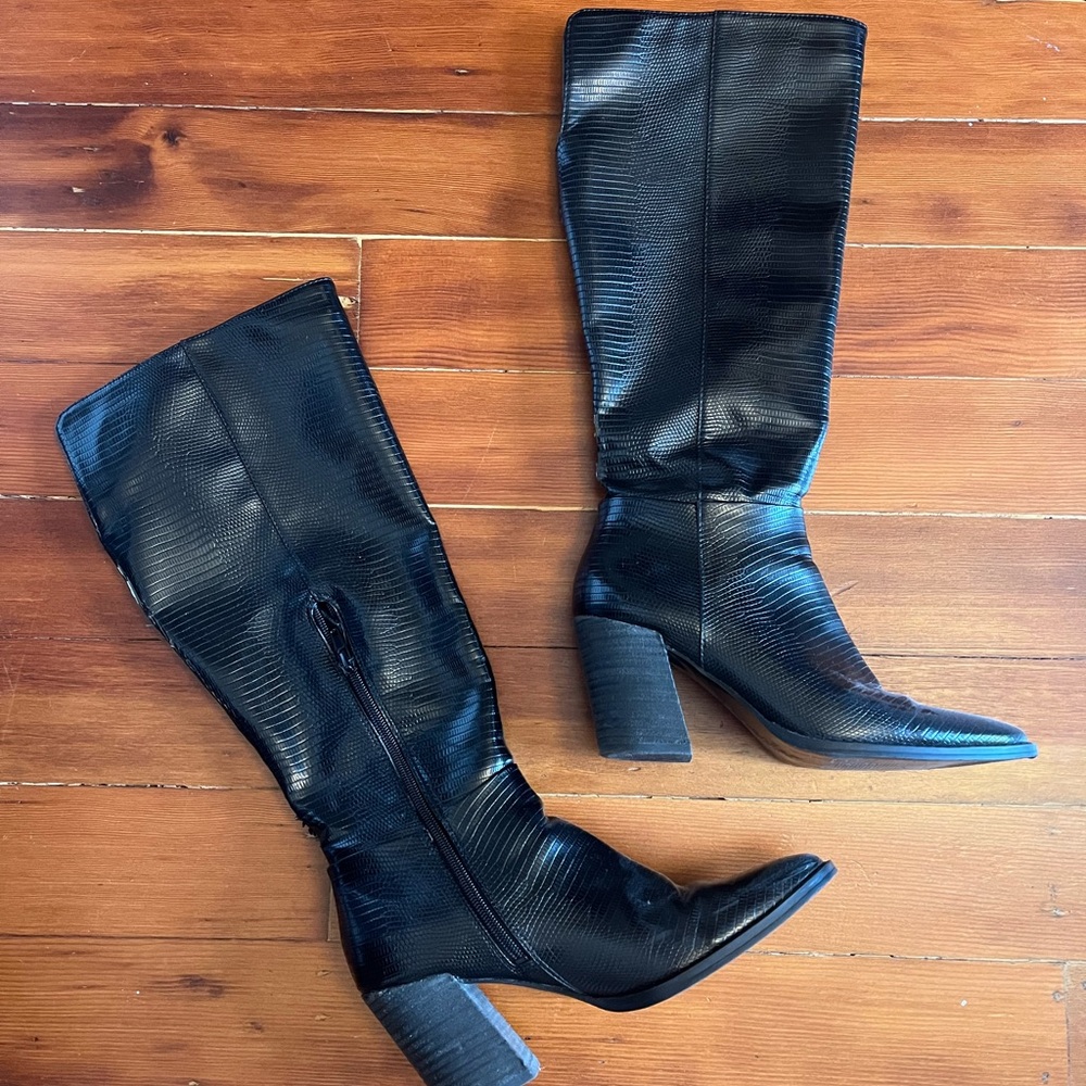 Charles by Charles David Knee-High Block Heel Western Style Boots